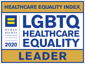 Logo for the 2020 Human Rights Campaign Healthcare Equality Index recognizing an organization as an LGBTQ Healthcare Equality Leader.