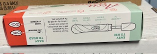 Side of an Accu Home Pregnancy Test box showing labeled diagram of the test stick and instructions for easy use.